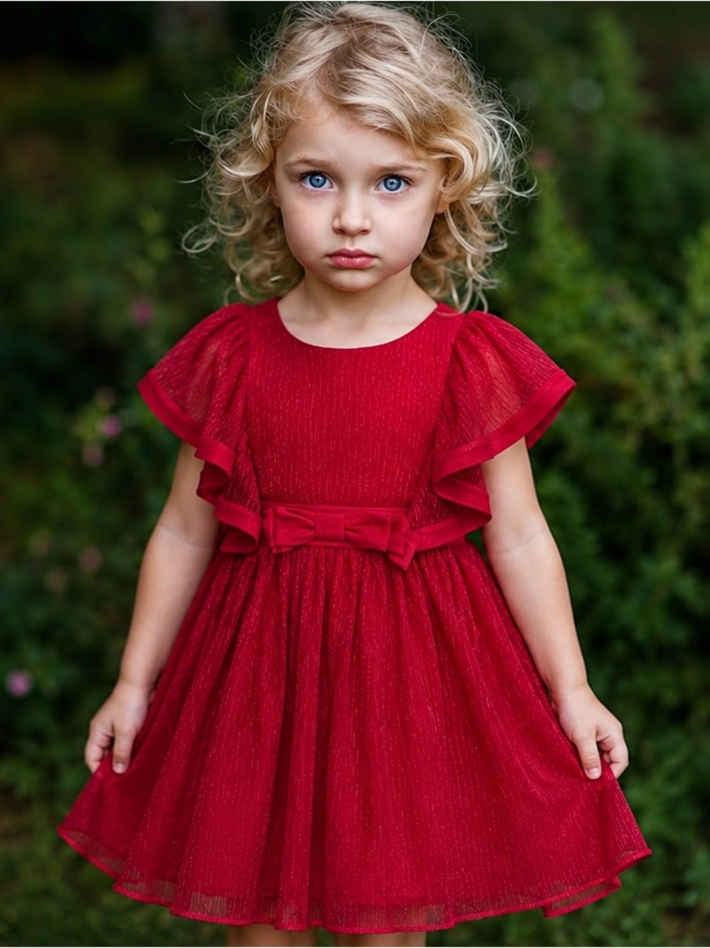 Kensie Girl Toddler 2T Red Flutter Sleeve Fit & Flare Holiday Dress NWT - Picture 5 of 12